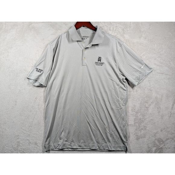 Tiger Woods Foundation Nike Performance Golf Gray Polo Size Medium Earl Woods - Picture 1 of 8